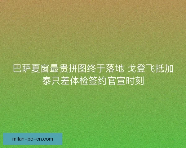 巴萨夏窗最贵拼图终于落地 戈登飞抵加泰只差体检签约官宣时刻