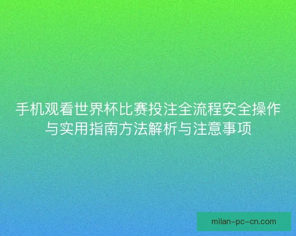 手机观看世界杯比赛投注全流程安全操作与实用指南方法解析与注意事项