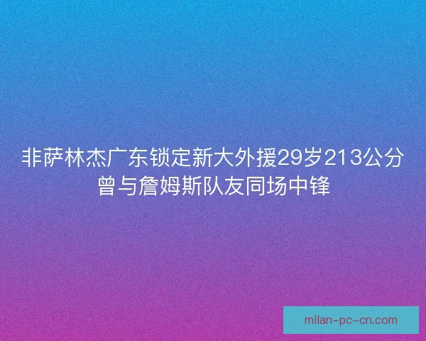 非萨林杰广东锁定新大外援29岁213公分曾与詹姆斯队友同场中锋